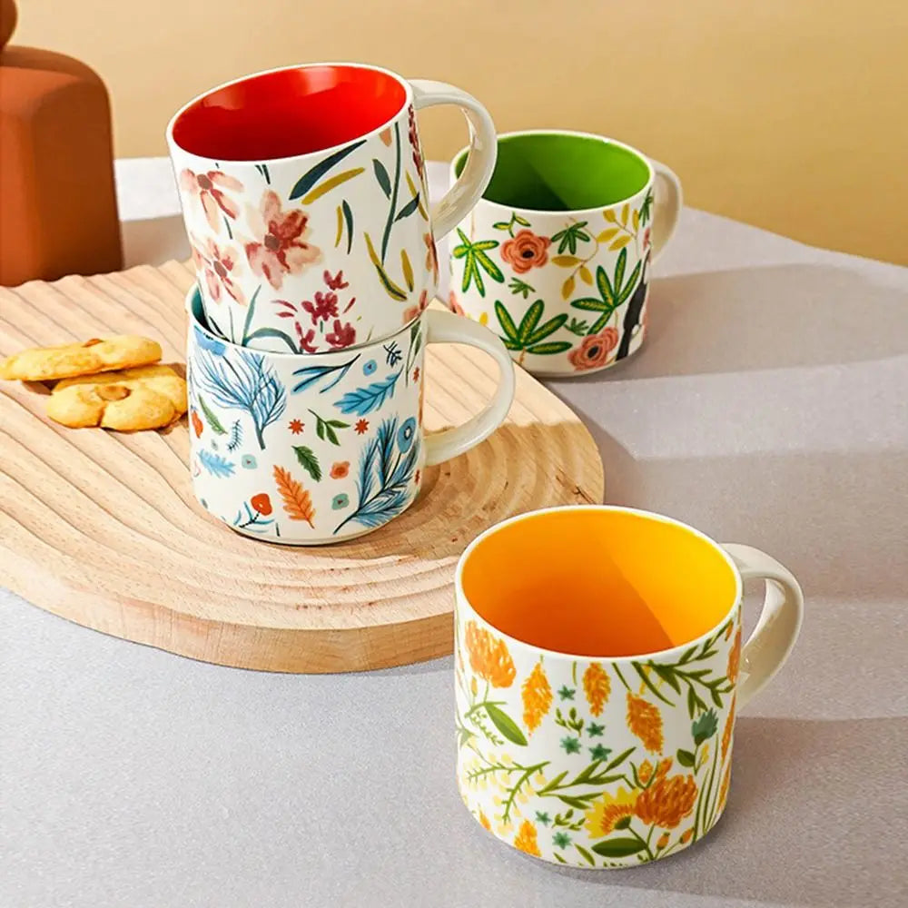 Large Capacity Creative Ceramic Mug Hand-Painted Porcelain Ceramic Coffee Mug 450ml Tableware Tea Cup Office